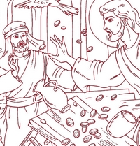 Jesus overturns tables Image
